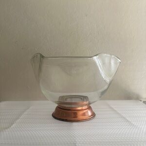 Vintage Glass Bowl with Copper Base